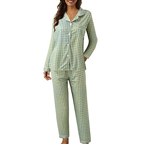 Schlafanzug Damen Langarm Hausanzug Lässige Lounge Set Soft Damenpyjamas Schlafanzug Damenschlafanzug Winter Homewear Zweiteiler Oberteil Und Pyjamahose M M von Generisch