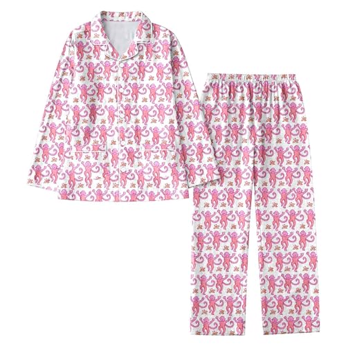 Schlafanzug Damen Zweiteiler Pyjama Set - Nachtwäsche Seiden Freizeitanzug Langarm Elegant Pyjamahose Aesthetic Damenschlafanzug Mit Bündchen Im Wunderschönen Ethnolook von Generisch