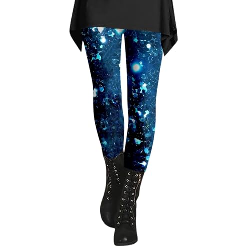 Schlafleggings Damen, Glitzer Leggings Damen 80er Jahre Pailletten Leggings High Waist Jogginghose Festliche Bunte Yogahose Disco Outfit Karneval Tanz Yoga Hosen Blickdicht Leggings von Generisch