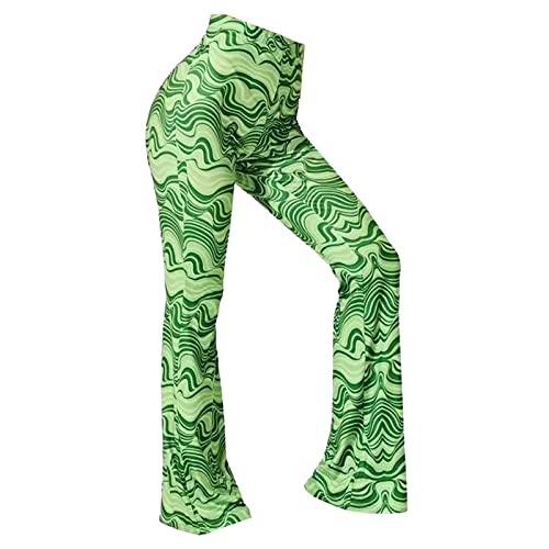 Schlaghose Damen Komfort Boho Blumendruck High Waist Leggings 70er Jahre Outfit Hippie Kleidung Disco Kostüm Sommer Boho Hose Yogahose Grün M Schlaghose Damen Komfort Boho Blumendruck High Waist Leggings 70er Jahre Outfit Hippie Kleidung Disco Kostüm Sommer Boho Hose Yogahose Grün M von Generisch