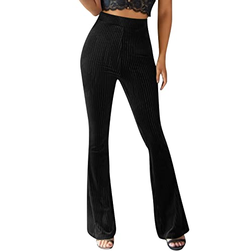 Schlaghose Damen Only Vintage Samt Hose High Waist Stretch Yogahose Elegant Skinny Hosen Flare Casual Lange Jogginghose Gemütliche Sweathose Stoffhose für Alltag von Generisch