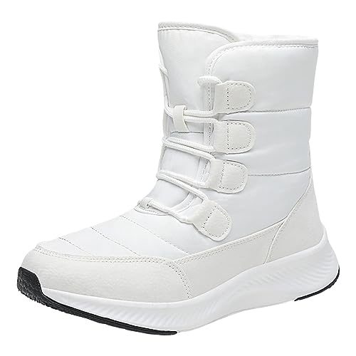 Schlupfstiefel für Damen & Mädchen rutschfest Bequeme Flache Schuhe Komfort Gefüttert Boots Wärme Outdoor Winterboots Gefütterte Flauschige Trekkingschuhe Kurzschaft Winter Niedriger Stiefel von Generisch