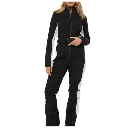 Schnee Jumpsuit Damen, Skianzug Damen Schneeanzug Winter Ski Jumpsuit Warm Ski Overall mit Reißverschluss Einteiler Kuschelig Thermo Lang Ganzkörperanzug Skims Bodysuit von Generisch