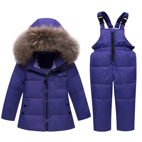 Schneeanzug 104, Skihose Kinder Mädchen Atmungsaktiv Outdoor Schneeanzug - Winterjacke Lose Bekleidungsset Thermo Matschhose Gefüttert Mode Mit Kapuze Schneeoverall Winddicht Skianzug Für Jungen von Generisch