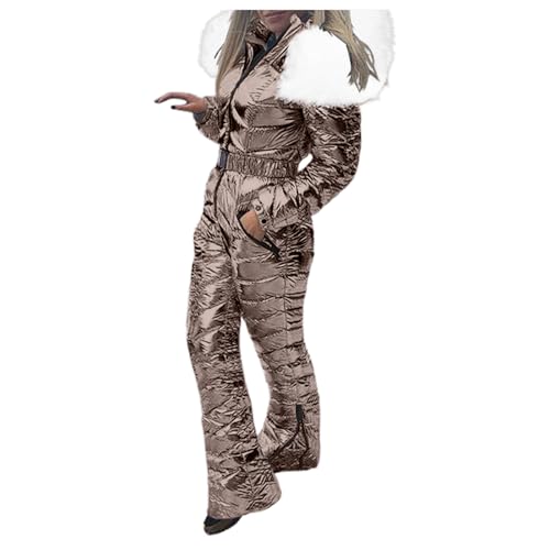 Schneeanzug Damen Outdoor Schneeanzug Einteiler Schneeanzüge Für Damen Winter Overall Winter Warme Schneeoverall Schneeanzüge Ski Anzug Mit Kapuze Khaki L von Generisch