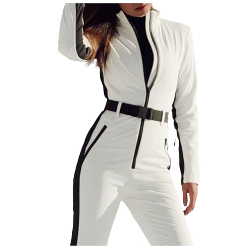 Schneeanzug Damen Winter Warme Schneeanzüge Wasserdicht Schneeanzüge Für Damen Winter Overall Einteiler Jumpsuit Skianzüge Ski Suit Women Mit Kapuze Verdicken Schneeanzug Weiß M von Generisch