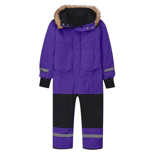 Schneeanzug Jungen Mädchen Gefüttert Wasserdicht Verdickt Warm Schneeanzug Winteranzug Baby Overall Winddicht Outdoor Schneeanzüge Babyoverall Lila 90 von Generisch