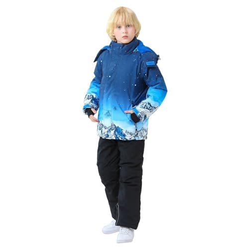 Schneeanzug Kinder, Skihose Kinder Thermo Unisex Schneeanzug - Bekleidungsset Outdoor Winteranzug Komfortabel Winteroverall Atmungsaktiv Daunenjacke 2tlg Verdickte Skianzug Winterjacke von Generisch