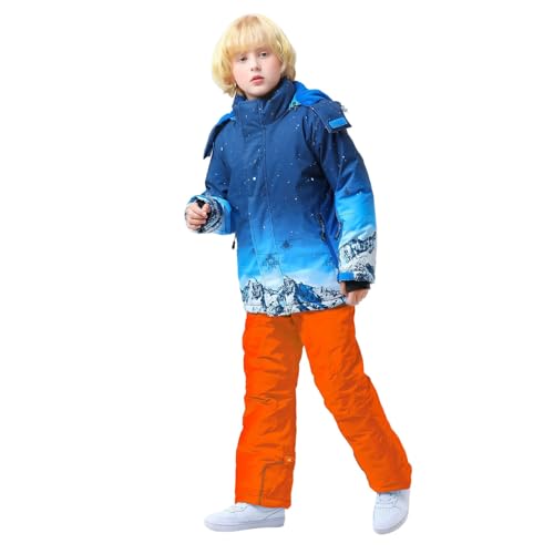 Schneeanzug Kinder 110, Skianzug Kinder Mädchen Wasserdicht Outdoor Schneeanzug - Winterjacke Unisex Bekleidungsset Warmer Winteroverall Mode Atmungsaktiv Winteranzug Verdickt Warm Schneeoverall von Generisch