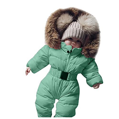 Schneeanzug Kinder Winter Langarm Schneeanzug Baby Strampler Neugeborene Winteroverall Baby Junge Strampler Mädchen Junge Snowsuit Skianzug Grün 70 von Generisch