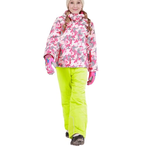 Schneeanzug Mädchen 116, Skihose Kinder Mädchen Atmungsaktiv Unisex Schneeanzug - Matschhose Gefüttert Mode Winteroverall Wasserdicht Winterjacke Verdickt Mit Kapuze Skianzug Winddicht Winter von Generisch