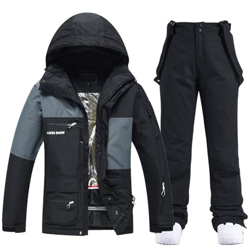 Schneekostüm Set, Schneeanzug Herren Warm 2 Teilig Skianzug - Snowboard Set Skijacke Winddicht Schneekostüm Komfortabel Wasserdicht Skibekleidung Jacke Und Hosen Tracksuit Warme von Generisch