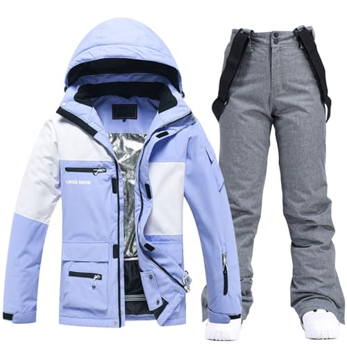 Schneekostüm Set, Skibekleidung Herren Winter Wasserdicht Skianzug 2 Teilig - Snowboard Jacke Männer Komfortabel Winterkleidung Warm Schneekostüm Set Elastizität Tracksuit Schneeanzug Und Hosen Warme von Generisch