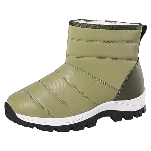 Schneestiefel Damen Wasserdicht rutschfest Gefütterte Komfort Schuhe Mädchen Trekking Flache Schuhe Leicht rutschfest Trekkingschuhe Flauschige Winter Snow Boots Wasserfeste Bequeme Stiefel Boots von Generisch