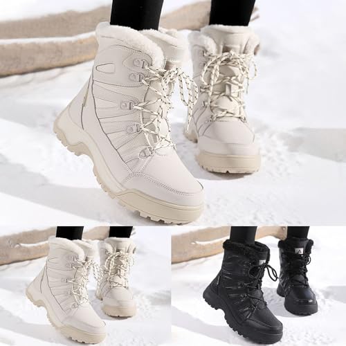 Schneestiefel Wasserdicht Schuhe Damen Winter Sneaker Winterstiefel Gefüttert Women's Winter warm verdickt bequem rutschfest Stiefel Schwarz 38 von Generisch