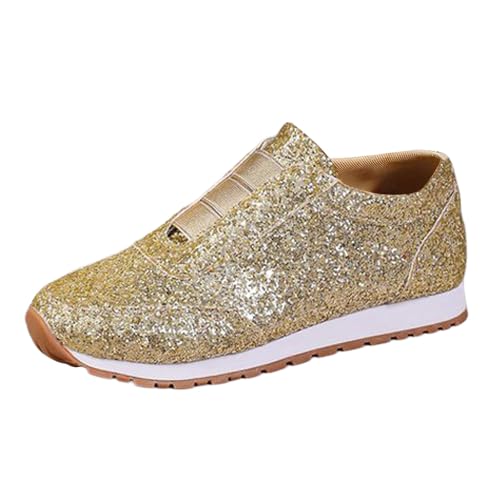 Schuhe Damen, Glitzer Schuhe mädchen Metallische Pailletten Schuhe Schimmerndes Schnürschuhe Festliche Freizeitschuhe Flache Glitzer Sneaker Party Disco Tennisschuhe Karneval Sparkly Shoes von Generisch