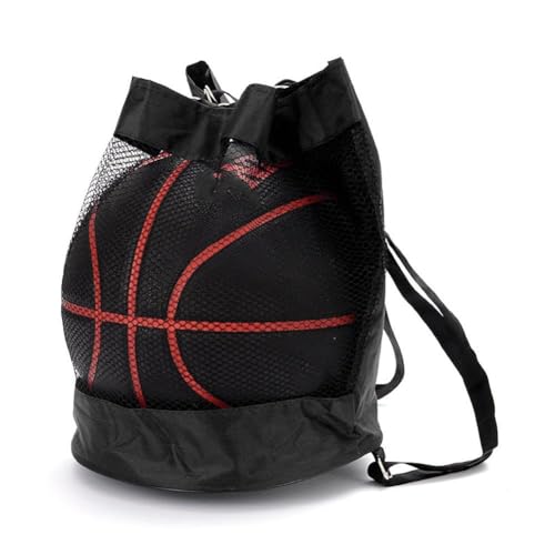 Schwarze Basketballtasche, großes Fassungsvermögen, Netznetz, Fitnessstudio, Volleyball, Sport, Rucksack, Fußball, D6D4, Tasche, Aufbewahrung, multifunktional von Generisch