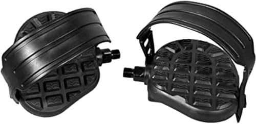 Schwarze Heimtrainer-Pedale mit Gurt, schwarz, Ersatz, langlebig, leicht, Plattform-Pedale für Fahrrad, Pendeln, Reiten von Generisch