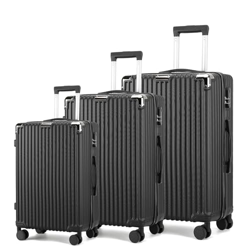 Schwarzes Gepäckset, 3-teiliges Hartschalen-Reisegepäckset aus leichtem ABS, langlebiges Trolley-Handgepäckset (M L XL) von Generisch