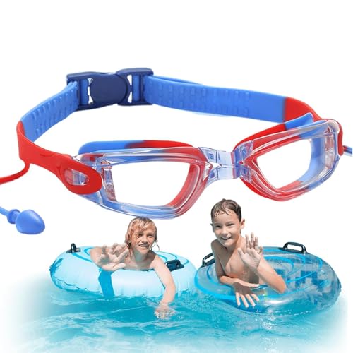 Schwimmbrillen für Kinder von 6 bis 14 Jahren,Kinderbrillen zum Schwimmen von 8 bis 12 Jahren,Schwimmbrille Kleinkind-Schwimmbrille mit Ohrstöpseln - Wasserdichte Schwimmbrille, Schwimmbrille zum Schw von Generisch