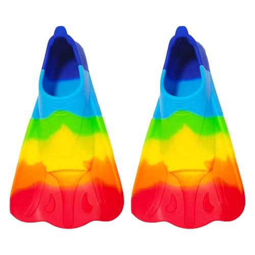 Schwimmflossen – Silikon-Schwimmflossen | Bequeme Schwimm-Trainingsflossen mit luftigem Design | bunte helle Regenbogen-Schwimmflossen für Schwimm- und Tauchanfänger von Generisch