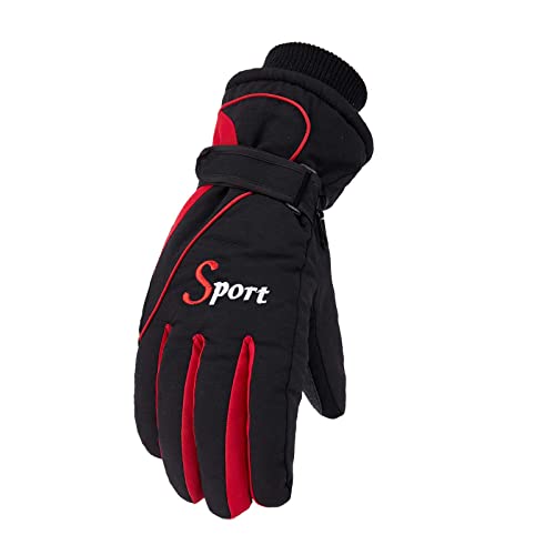 Seidenhandschuhe Damen Weiß Lange Handschuhe Hands Skihandschuhe aus Baumwolle für Herren und Damen, Winter, kältebeständig, verdickt, Warmer Seidenhandschuhe Damen Weiß Lange (Red, One Size) von Generisch