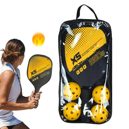 -Set, Paddel-Set mit 2 Stück | Schlägerset Pickle Ball Kit,Set mit 2 Schlägern mit Komfortgriff, 4 Pickle-Bällen und -Paddeln für Anfänger und Profis von Generisch