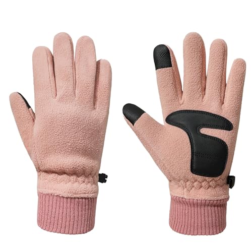 Sheer Handschuhe, weiß, Winter-Touchscreen-Handschuhe für Damen, Wärmer für den Winter, Schaffell-Handschuhe, Damen, UK (Rosa, Einheitsgröße) von Generisch