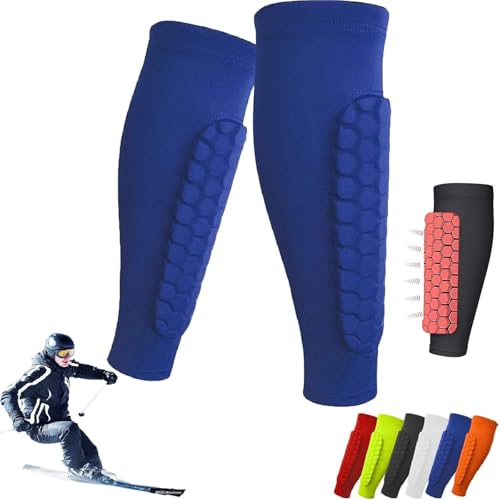 Shinbang Protector 2.0, Shin Defender Schienbeinschützer, Lange Atmungsaktive Elastische Wabe Anti-Collision Leggings Schutzhülle, Shin Defender Schienbeinschützer Kinder und Aldult (Blau,XL) von Generisch