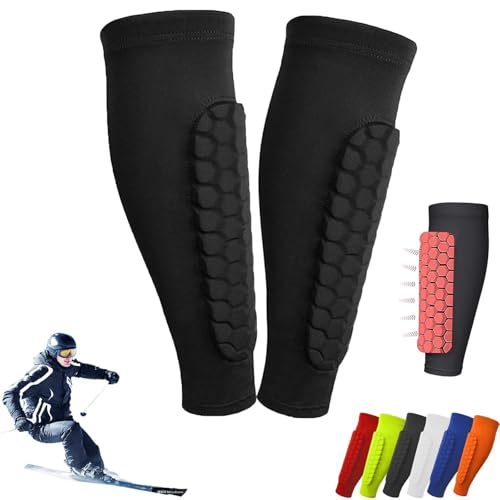 Shinbang Protector 2.0, Shin Defender Schienbeinschützer, Lange Atmungsaktive Elastische Wabe Anti-Collision Leggings Schutzhülle, Shin Defender Schienbeinschützer Kinder und Aldult (Schwarz,L) von Generisch