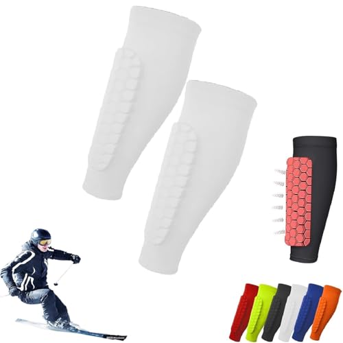 Shinbang Protector 2.0, Shin Defender Schienbeinschützer, Lange Atmungsaktive Elastische Wabe Anti-Collision Leggings Schutzhülle, Shin Defender Schienbeinschützer Kinder und Aldult (Weiß,M) von Generisch