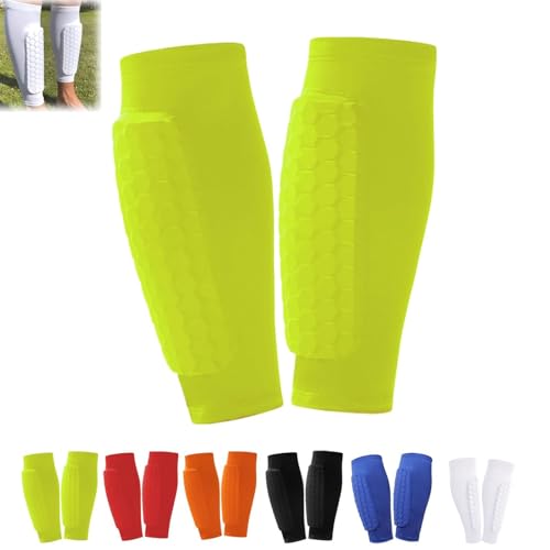 Shindefender Shin Guards, Shin Defender Shin Guards, Shindefender Compression Sleeve with Honeycomb Pads, Soccer Shin Guard Sleeves, Shin Pads for Kids and Aldult (M (Age 11-13),Green) von Generisch