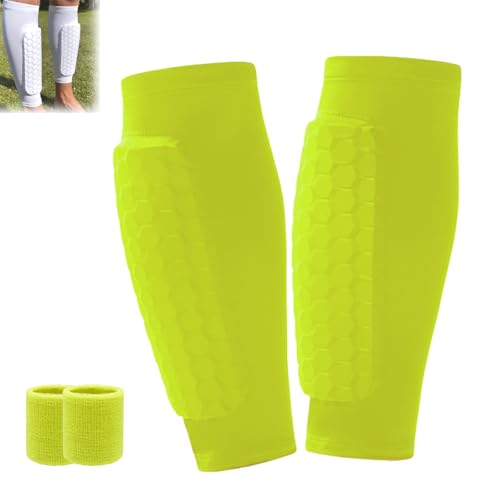 Shindefender Shin Guards, Shindefender Compression Sleeve with Honeycomb Pads, Shin Pads for Kids and Aldult, Suitable for Indoor and Outdoor Sports (X-Large,Green) von Generisch