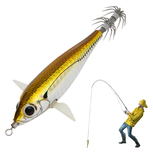 Shrimp Prawn Tackle Hooks Lure,Luminous Squid Jigs Hook Fishing Baits,Natürliche Farbköder, Lockstoffe, Jigs | Scharfe Tintenfischhaken, Angelköder und Köder für Süß- oder Salzwasser von Generisch