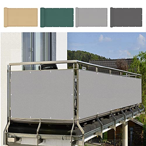 Sichtschutz Balkon 90x750cm, blickdichte Balkonterrasse aus Polyester Größen und Farben auch für Terrasse und Zaun von Generisch