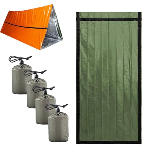 Sierra Madre Emergency Sleeping Bag, 84"X36" Sierramadre Emergency Sleeping Bag, Waterproof Pocket Size Thermal Sleeping Bag for Camping, Hiking, Outdoor (Green*4pcs) von Generisch