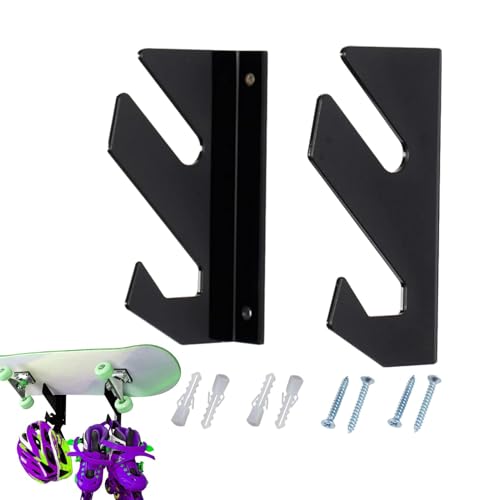 Skateboard-Wandregal, Skateboard-Wandhalter,Horizontales Aufbewahrungsregal für Skateboard-Aufhänger aus Acryl | Multifunktionales Skateboard-Zubehör in Schwarz, passend für Snowboards, Longboards von Generisch