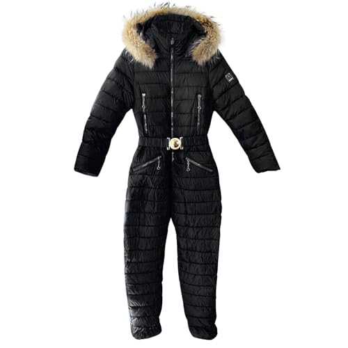 Skianzüge Für Damen Winddicht Jumpsuit Winter Warme Skianzug Damen Winter Overall Wasserdicht Schneeanzug Overall Ski Overall Mit Kapuze Verdicken Schneeanzug Schwarz XXL von Generisch