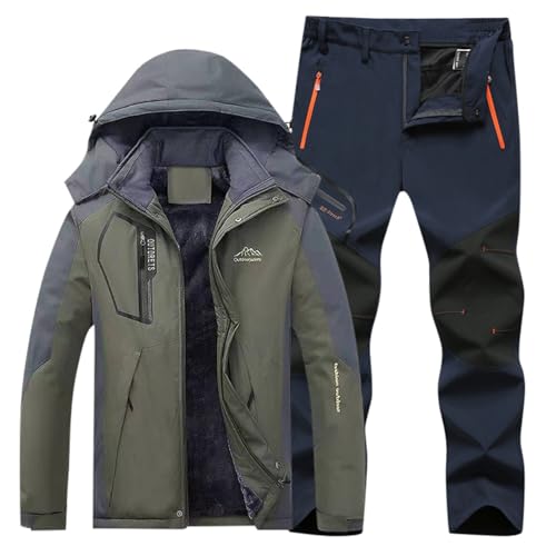 Skianzüge Für Herren, Skianzug Herren 2 Teilig Set Winter Thermo Overall Wasserdicht Snowboard Set Ski Anzug Warm Schneeanzug Snowboardjacke Skibekleidung Thermoanzug Langlaufski Set von Generisch