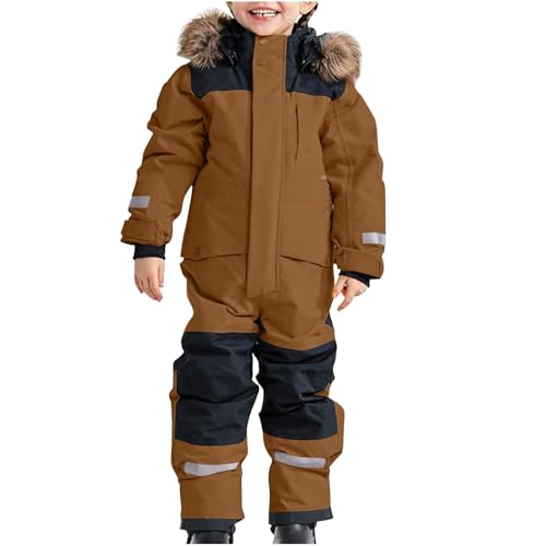 Skianzüge Für Mädchen, Schneeanzug Kinder Unisex Warme Winddicht Winteranzug Schneeoverall Verdickt Atmungsaktiv Skianzug mit Kapuze Wasserdicht Skioverall für Jungen Mädchen 1 Jahre - 15 Jahre von Generisch