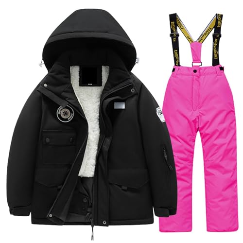 Skianzüge Für Mädchen Jungen 2 Teilig - Winter Warm Gefüttert Jackenanzug Kinder Unisex Funktionsanzug Winddicht Outdoorjacke Wasserdicht Winterjacke + Skihose 2 Teilig Skianzug Verdickung Schneeanzug von Generisch