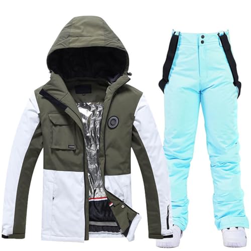 Skianzug Herren 2 Teilig Set, Skianzug Herren 2 Teilig Set Winter Thermoanzug Wasserdicht Langlaufski Set Ski Anzug Warm Schneeanzug Thermo Overall Snowboardjacke Skibekleidung Snowboard Set von Generisch