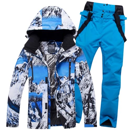 Skianzug-Herren-2-Teilig-Set-Orange, Skianzug Herren 2 Teilig Set Winddicht Ski Anzug Männer Mit Kapuze Schneeanzug Wasserdicht Snowboard Set Warm Thermoanzug Sport Skibekleidung Skijacke Und Hose von Generisch