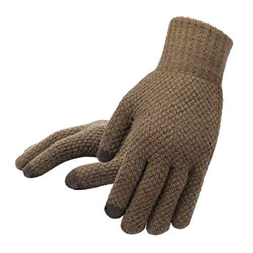 Skihandschuhe für Herren, gestrickt, warme Handschuhe mit T-Touch Screen, Damen-Fäustlinge (Kaffee, Einheitsgröße) von Generisch