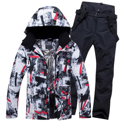 Skijacke Herren, Skianzug Herren 2 Teilig Set Wasserdicht Snowboard Set Winter Langlaufski Set Thermo Overall Warm Schneeanzug Snowboardjacke Skibekleidung Thermoanzug Ski Anzug von Generisch