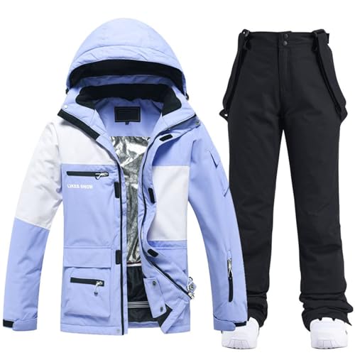 Snowboard Jacke Männer, Skianzug Herren 2 Teilig Damen Winter Wasserdicht Schneeanzug - Snowboard Set Winddicht Schneekostüm Winterkleidung Warme Ski Jacke Und Hosen Zum Skifahren Snowboarden von Generisch