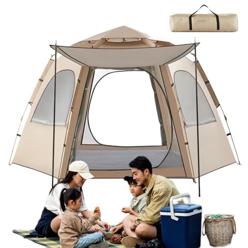 Sofortige Pop-Up-Zelte für Camping, tragbares wetterbeständiges Camping-Hub-Zelt, automatisches Kuppelzelt mit 2 Türen, 3 Netzfenstern, Familienzelt zum Wandern, Rucksackreisen, Camping-Zelt von Generisch