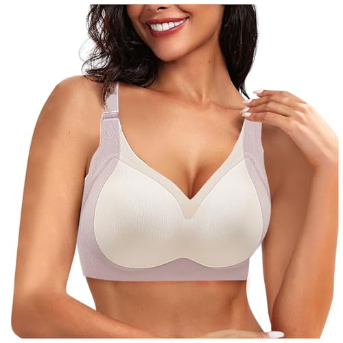 Soft BH Ohne Buegel für Hängende Brüste Seamless Wohlfühl-BH Gepolstert Push-Up T-Shirts Nudefarben Atmungsaktiver Leichter Shaper-BH Bügel Weicher Bralette Bra Große Bustier von Generisch