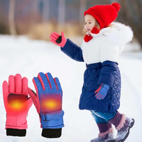 Softshell Handschuhe Kinder Gefüttert Softshell Winddicht Winterhandschuhe Kids Ski Gloves Warm Winter Accessories for Boys & Girls (Blau-violett, 2-5 Jahre) von Generisch