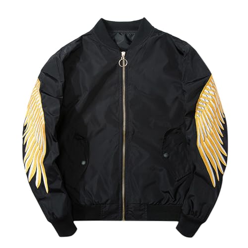 Sommerjacke Herren Leichte Bomberjacke - Jacke Mit Taschen Bomber Jacket Sommer Herrenjacke Übergangsjacke Casual Langarm Blouson Pilotenjacke Wind Stehkragen Motorradjacke Wintermantel von Generisch